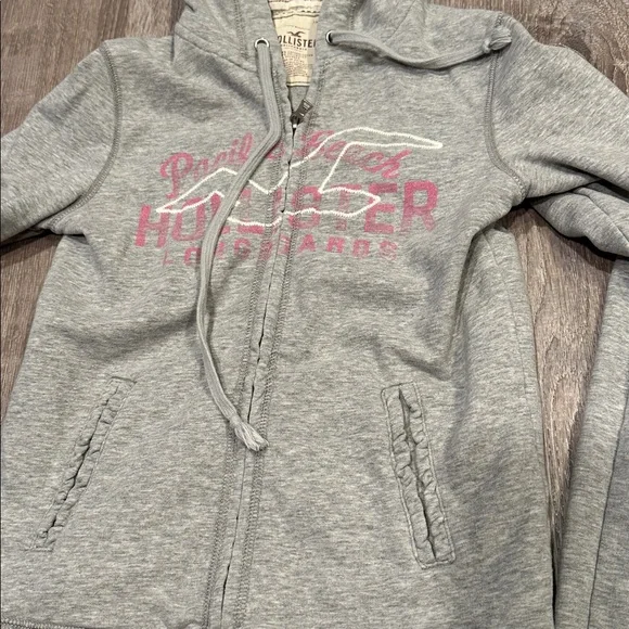 Hollister Heather Gray Hoodie with Pink Accents - Picture 2 of 4